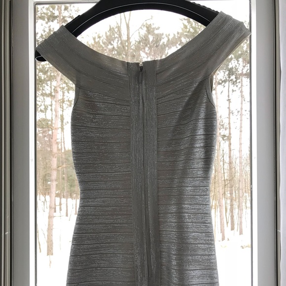 Herve Leger “Bridget” Metallic Foil Dress - Picture 3 of 8